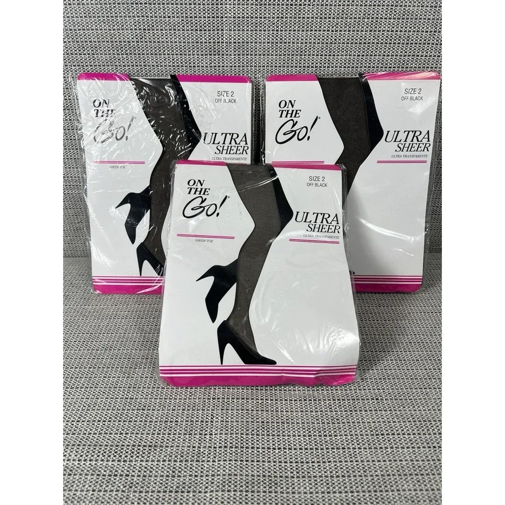 On The‎ Go! (3 Pack) Size 2 OFF BLACK ULTRA SHEER sheer Toe